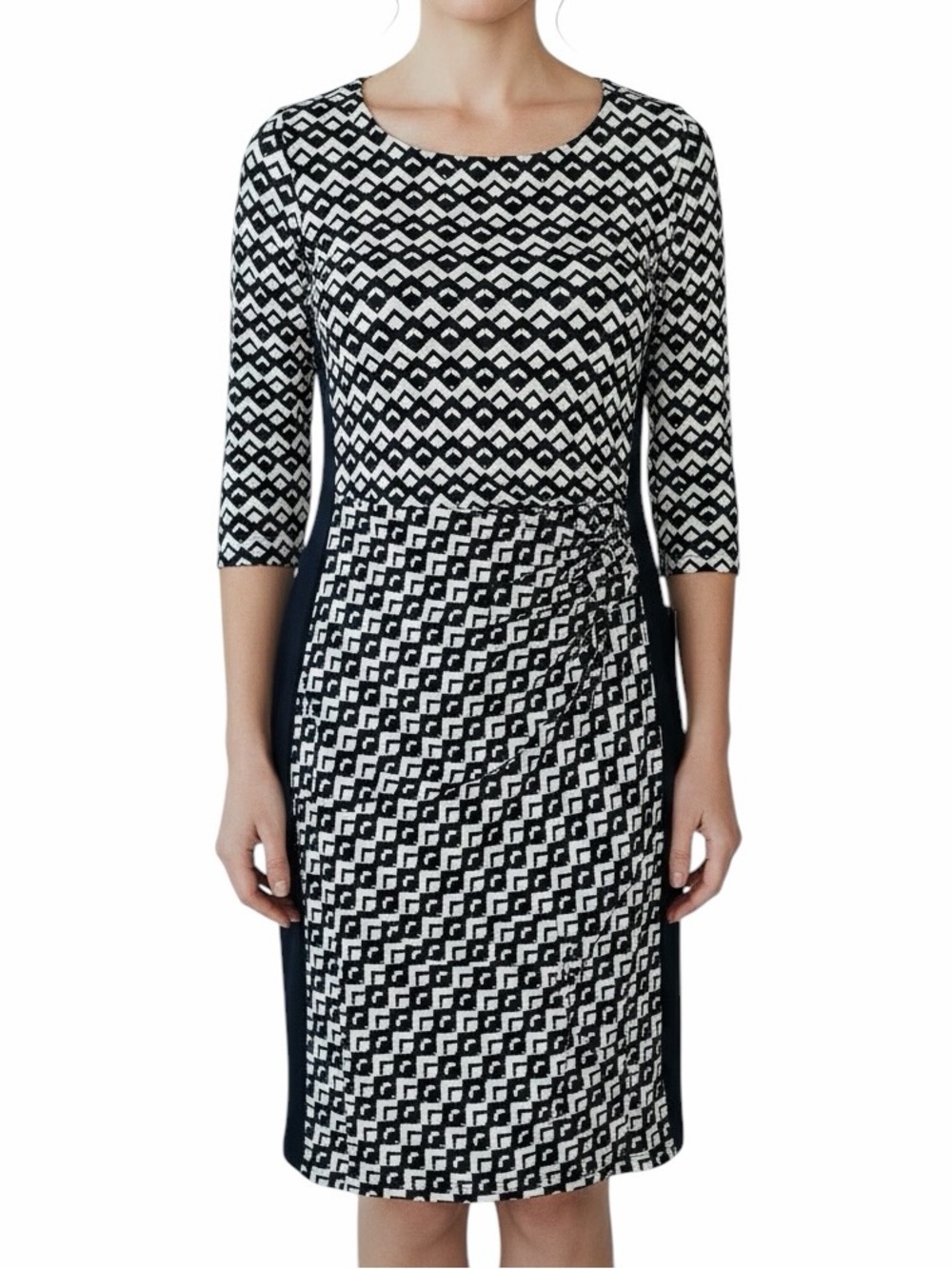 Lauren Ralph Lauren Blue & White Geometric Dress Size 10